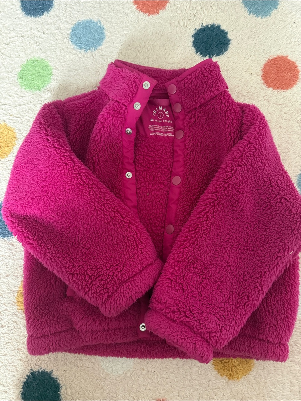 Primary Kids Fuchsia Sherpa Snap-Front Jacket
